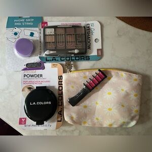 L.A. Colors Nude Eyeshadow and Face Powder Set with Floral Bag